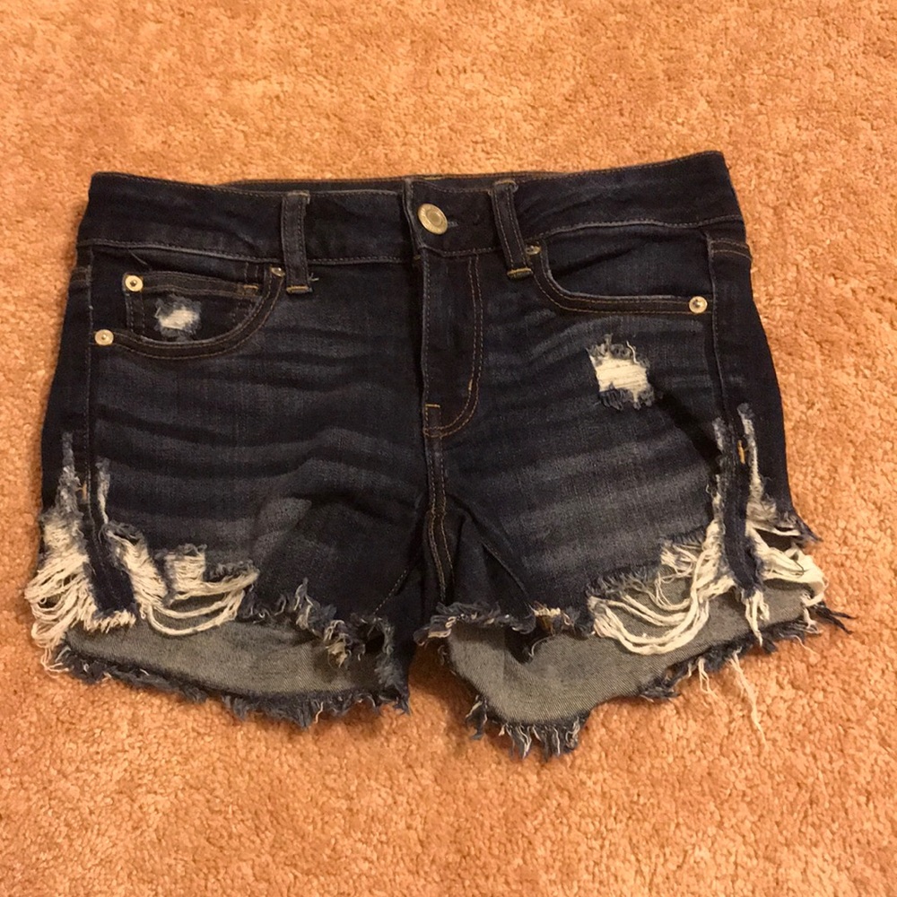 American Eagle dark wash denim shortie shorts